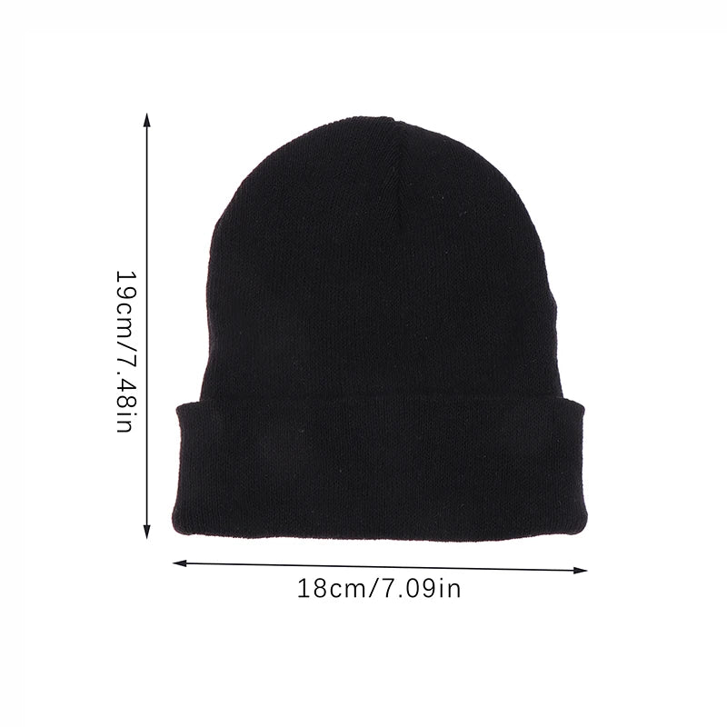 Black Pullover Woolen Knitted Wool Hip Hop Beanie Snow Hat Topi Benie Berhuruf