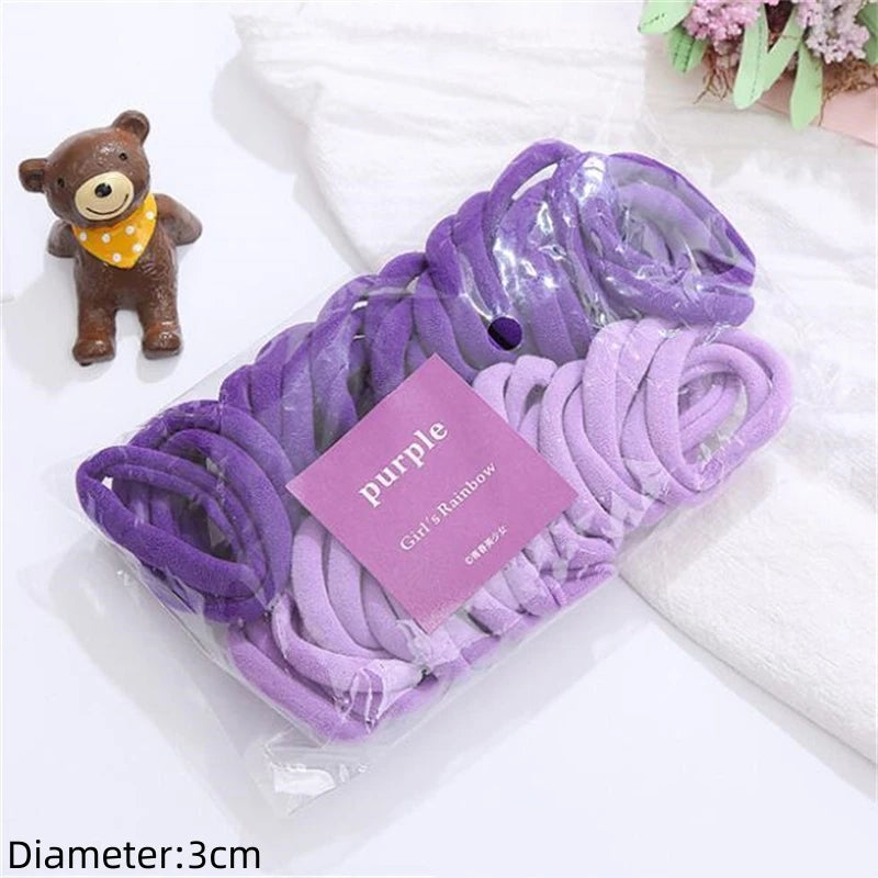 Black Elastic Hair Tie Set - 50pc No-Damage Hair Bands for Women