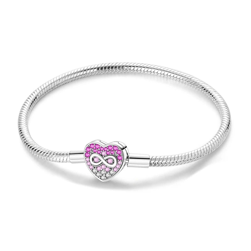 Pearl & Heart Charm Sterling Silver Bracelet 17-20cm — 925 DIY Fit Beads — view 8 of bracelets