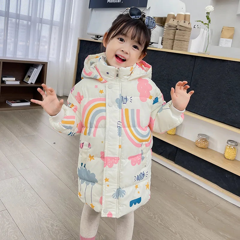 New Girls Boys Down Jacket Winter Coats Children Clothes Hooded Windbreaker Coat For Kids 2-7 Years Cotton Warm Outerwear