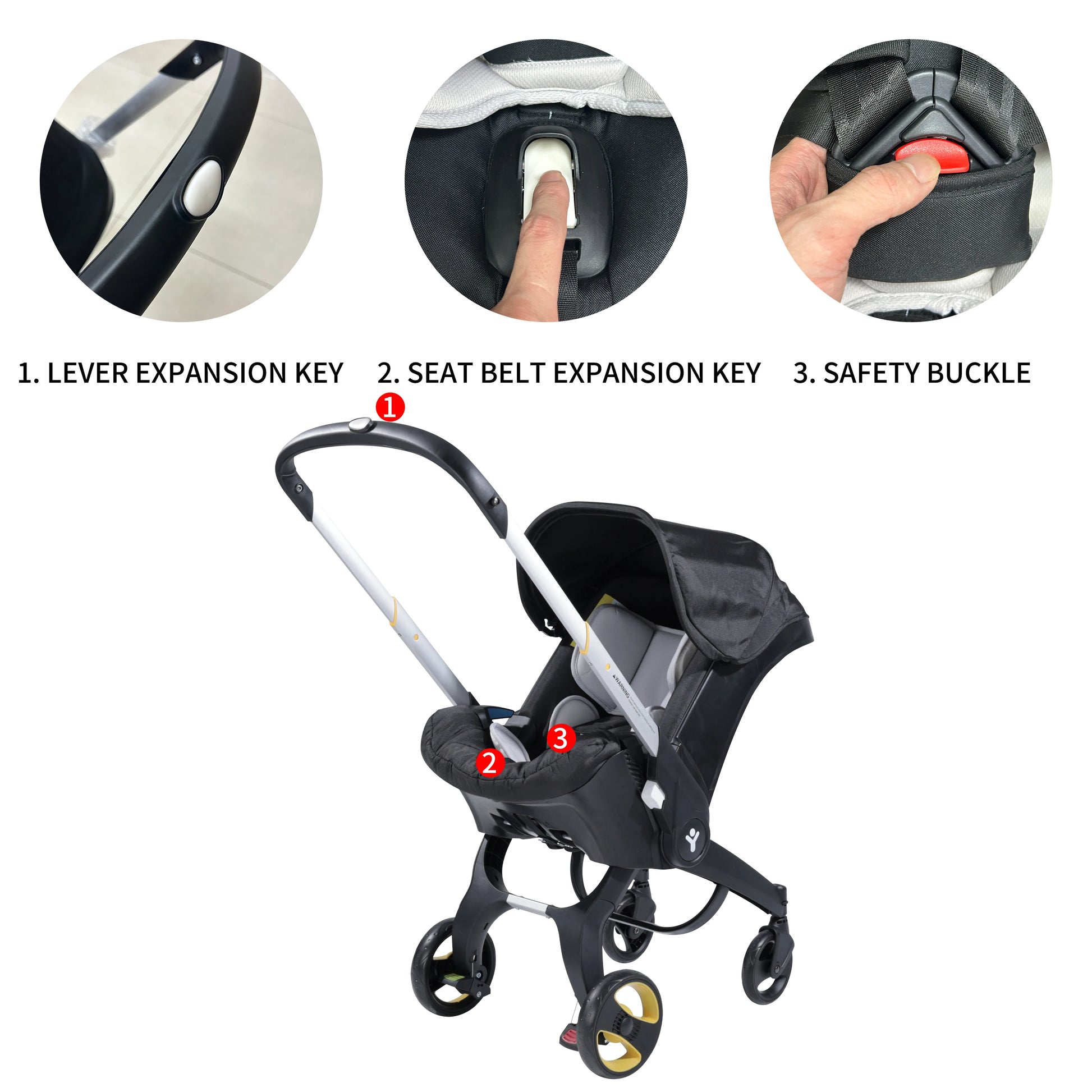 Foldable Baby Stroller with Sunshade - Lightweight Metal-Frame Travel Stroller — view 6 of baby strollers