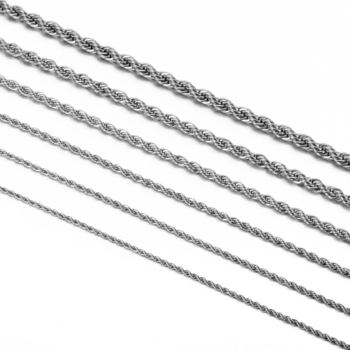 Unisex 925 Sterling Silver Rope Chain Necklace & Bracelet — 2-4mm Fashion Jewelry — view 6 of jewelry