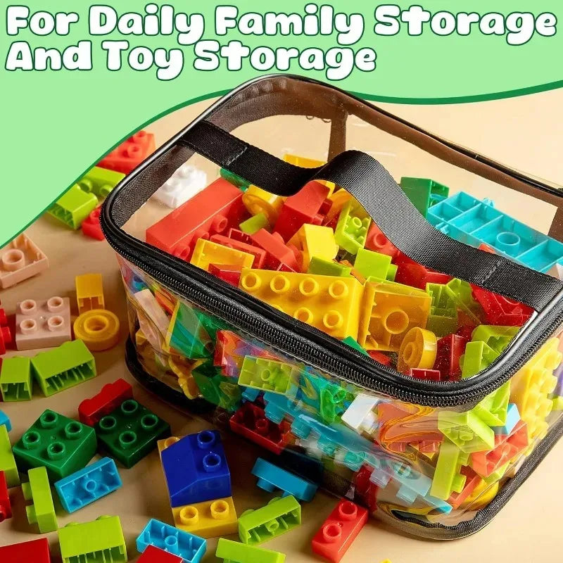 Transparent Kids Toy Organizer Bag - Large Travel Storage Tote with Handle — view 3 of storage bags