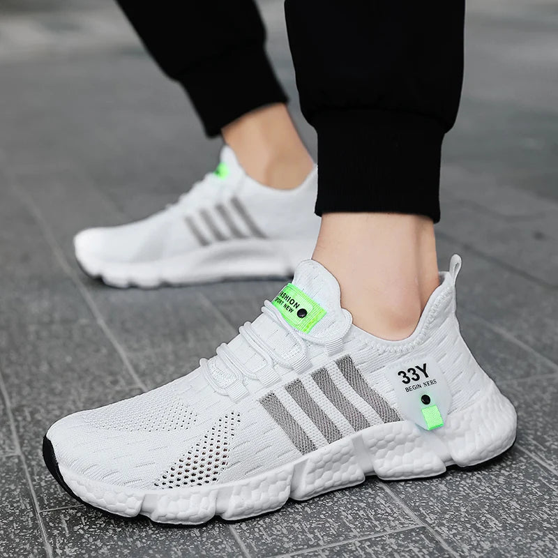 All-Season Men's Mesh Walking Flats — Trendy Lightweight Tennis Sneakers Plus Size — view 2 of sneakers