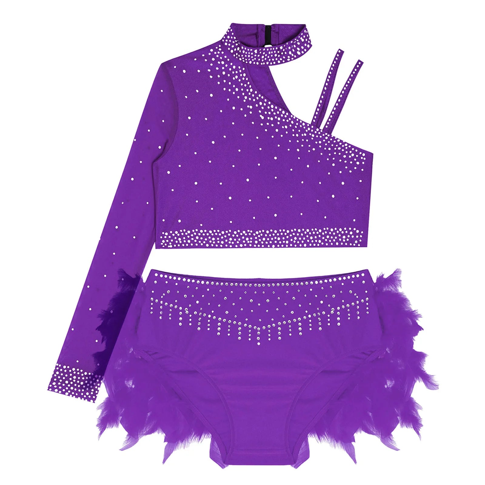 Kids Girls Ballet Dance Set - Rhinestone Top & Skirt Performance Costume — view 3 of dance costumes