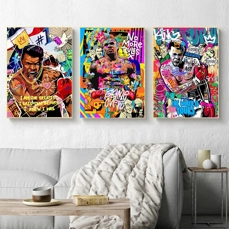 Home Decor Mike Tyson Boxing Graffiti Poster — Pop Canvas Wall Art, Boxer Legend Motivation — view 2 of home decor