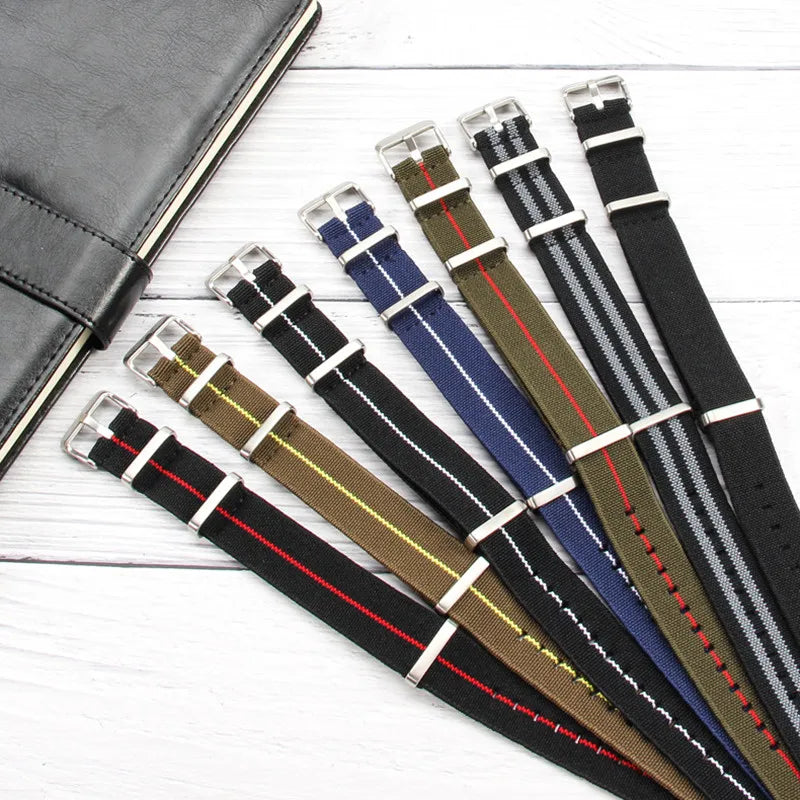 Elastic Woven NATO Watch Strap — 18mm 20mm 22mm Breathable Nylon Universal Wristband — view 3 of watch straps