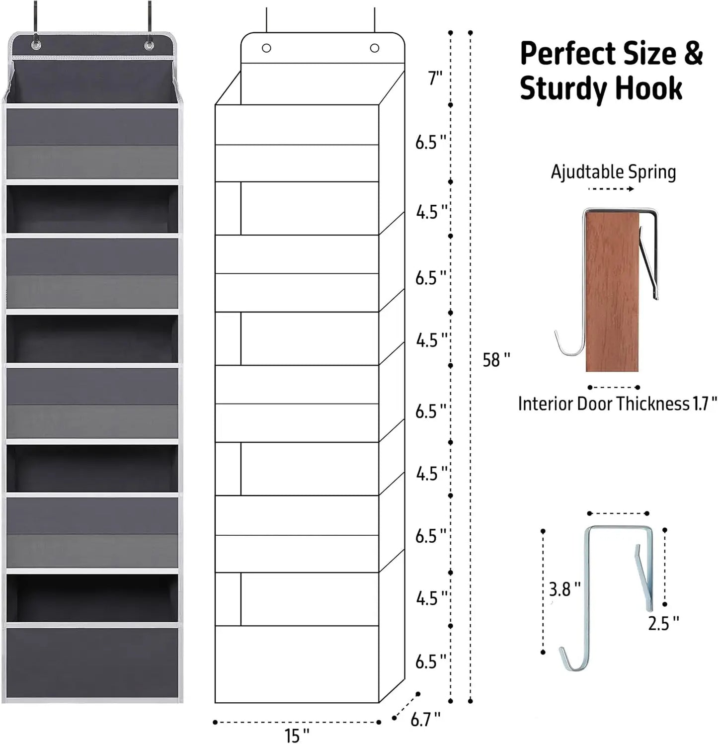 Storage Organizer Over-Door 5-Pocket — Heavy-Duty Hanging for Closet, Bathroom, Nursery & Dorm — view 3 of storage & organisation