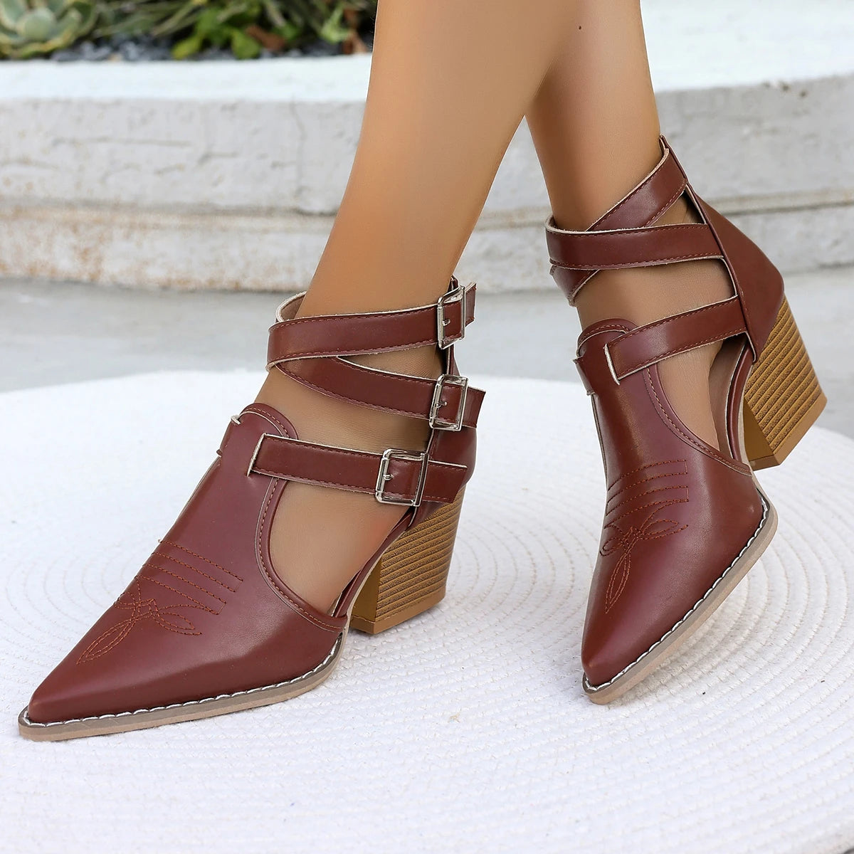 Sandals & Slides — Pointed-Toe Soft Leather High-Heel Sandals, Elegant Dress Heels — view 8 of sandals & slides