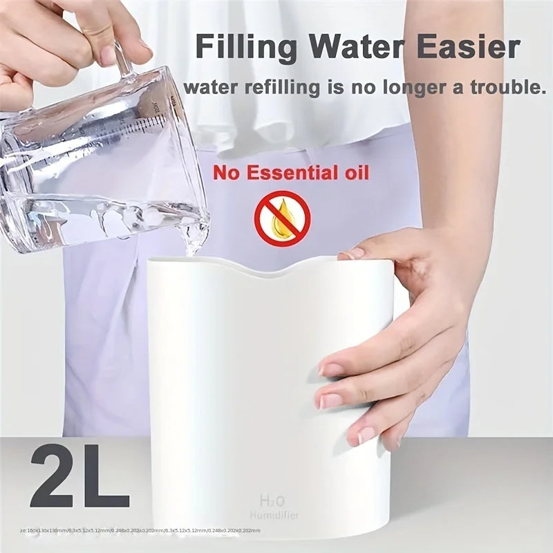 2000ml Cool Mist Air Humidifier – Dual Spray USB Diffuser with Colorful Night Light — view 4 of home & kitchen