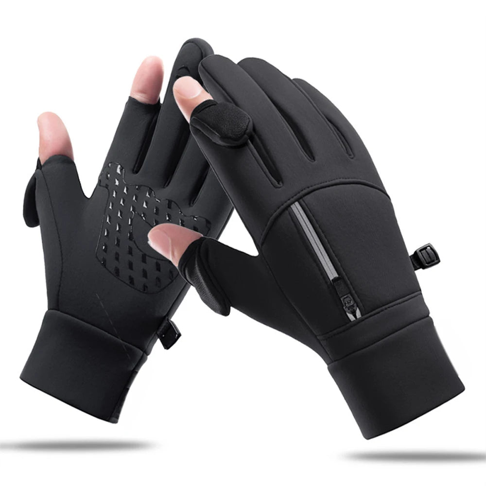Winter Flip-Over Two-Finger Gloves — Windproof Touchscreen Cycling Ski Fishing Gloves — view 7 of gloves