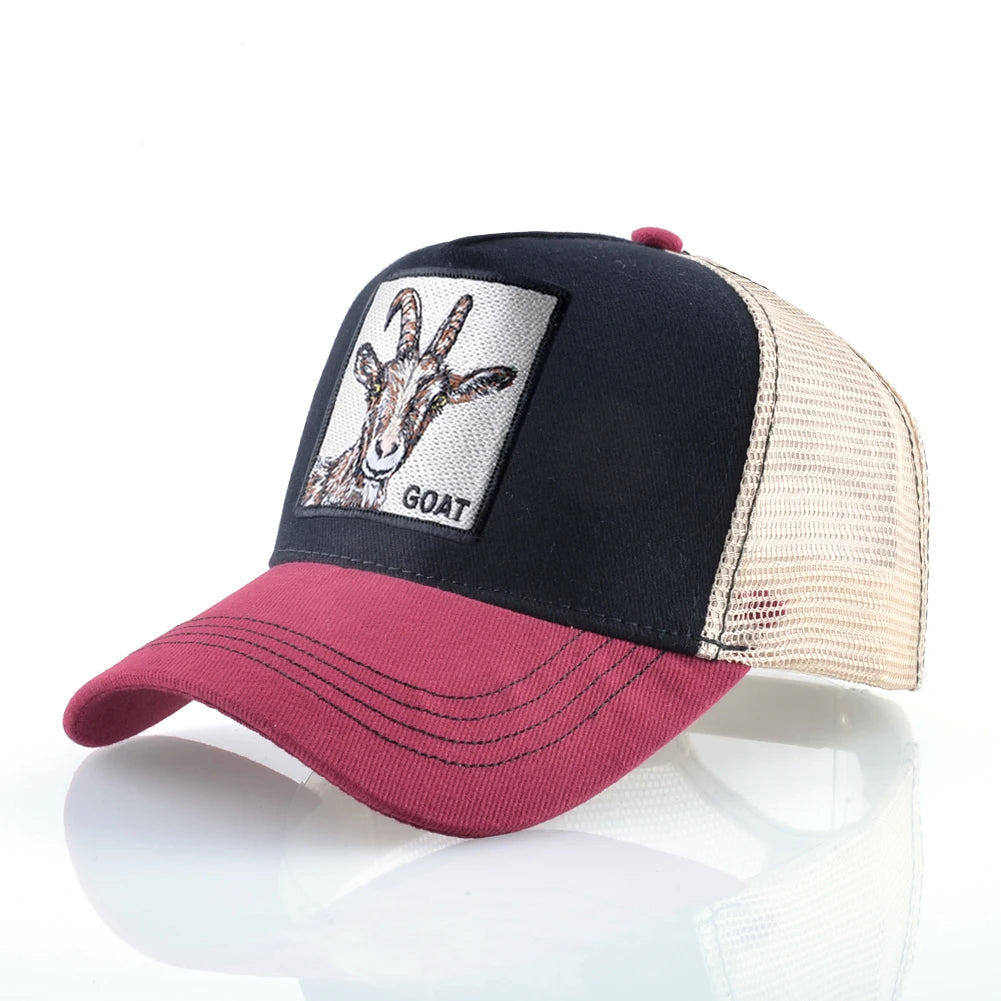 Goat Patch Trucker Cap - Four-Seasons Adjustable Snapback Baseball Hat — view 10 of trucker caps