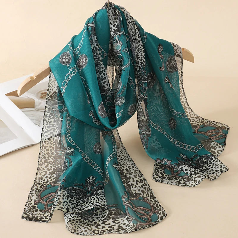 Printed Chiffon Scarf — Lightweight Sun-Protection Beach Shawl Wrap — view 1 of scarves
