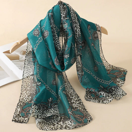 Printed Chiffon Scarf — Lightweight Sun-Protection Beach Shawl Wrap