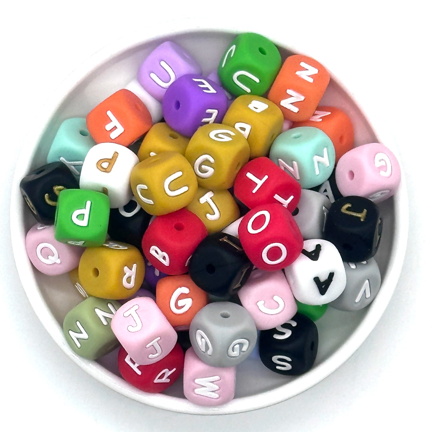 Pearl & Silicone Letter Beads 78pc 12mm — DIY Necklace Bracelet & Pen Charms — view 3 of beads