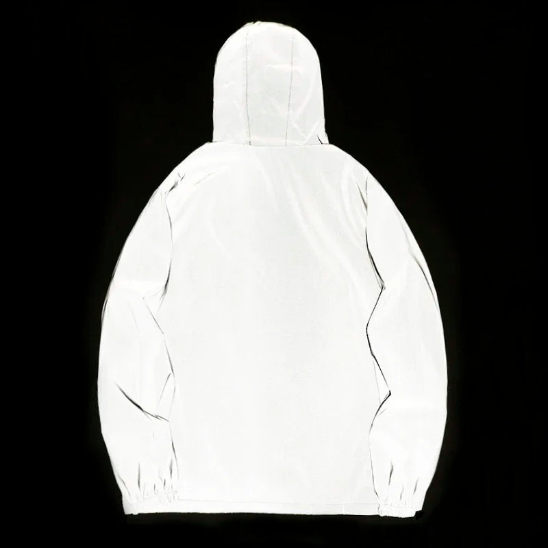 Men's reflective hooded windbreaker jacket for running and cycling at night — view 2