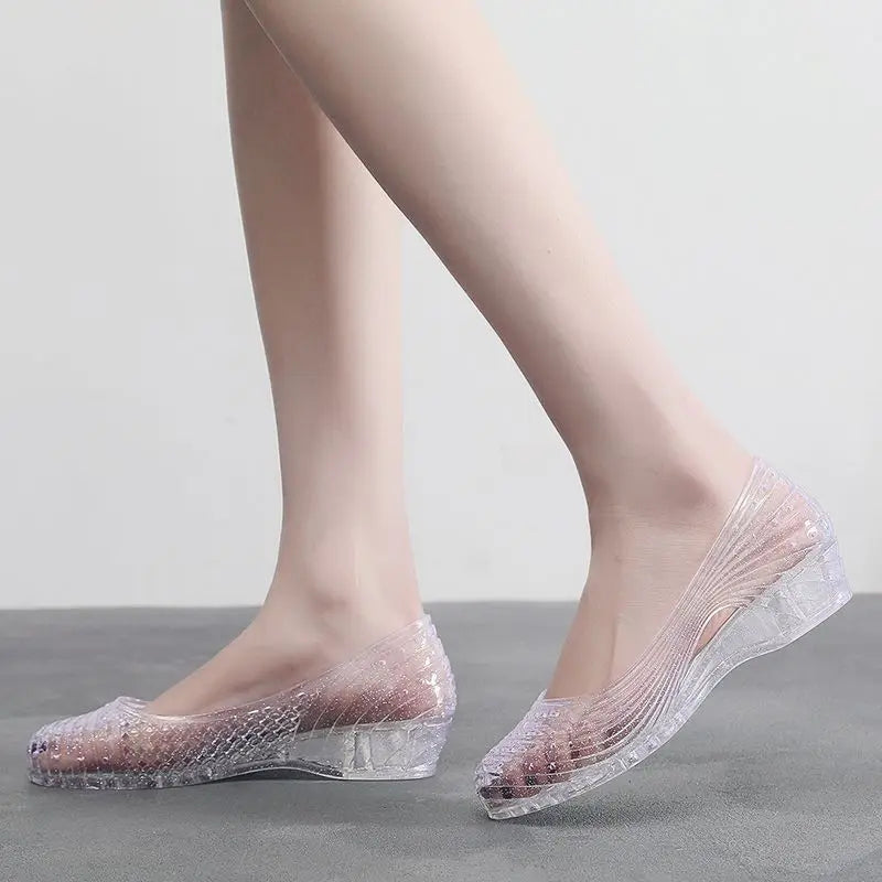 Summer Sandals 90s Jelly Clear Wedge — Transparent Slip-On Slingback Sandals for Women — view 5 of summer sandals