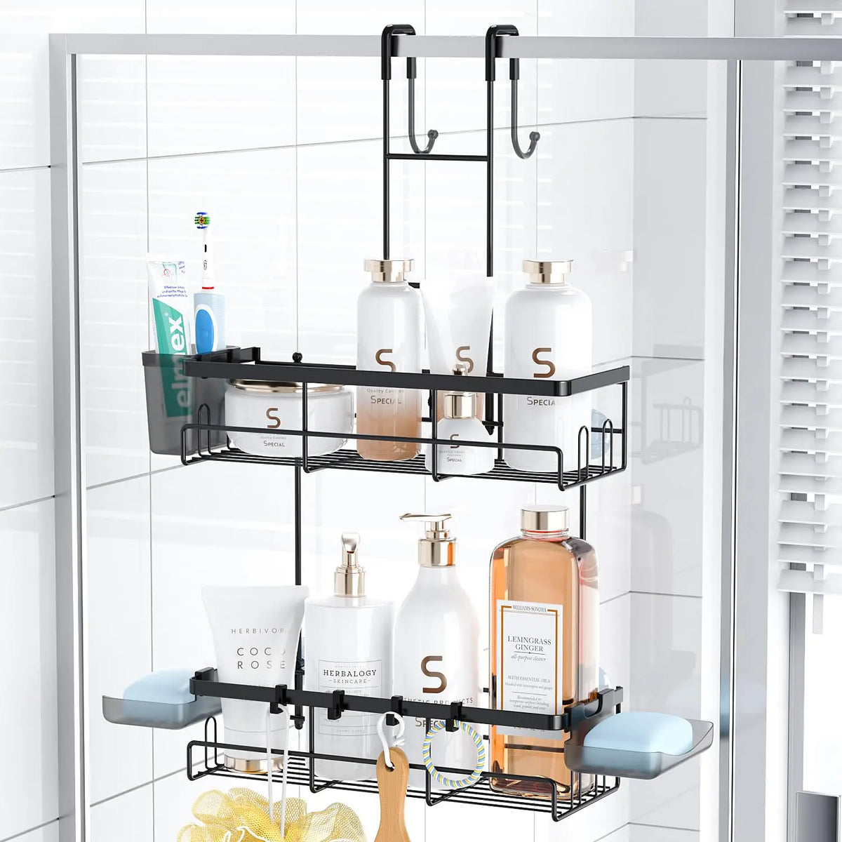 No-Drill Adhesive Shower Caddy, Removable Bathroom Organizer — product photo 1