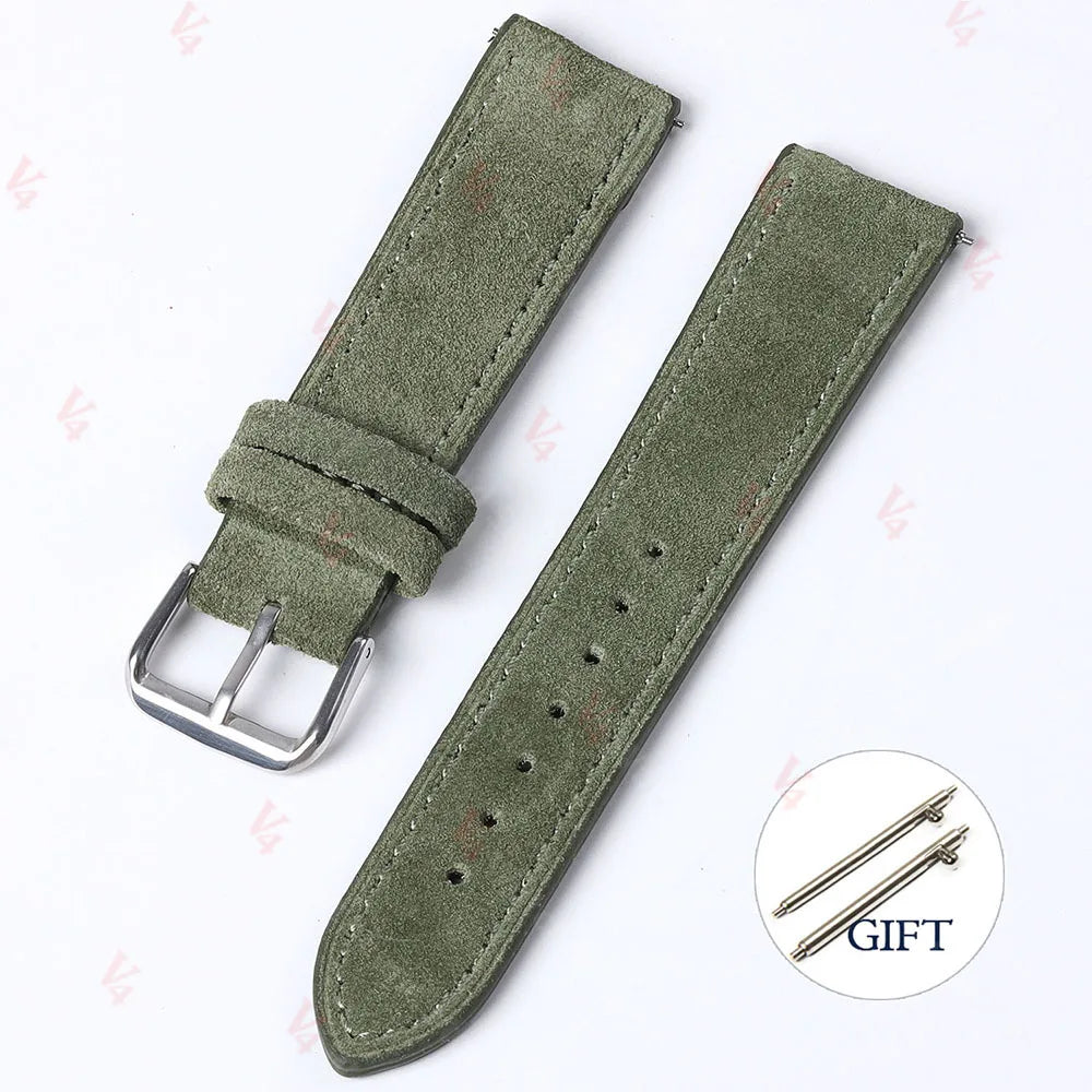 Vintage Suede Cowhide Watch Strap — 18mm 19mm 20mm 22mm Handmade Leather Band — view 15 of watch straps