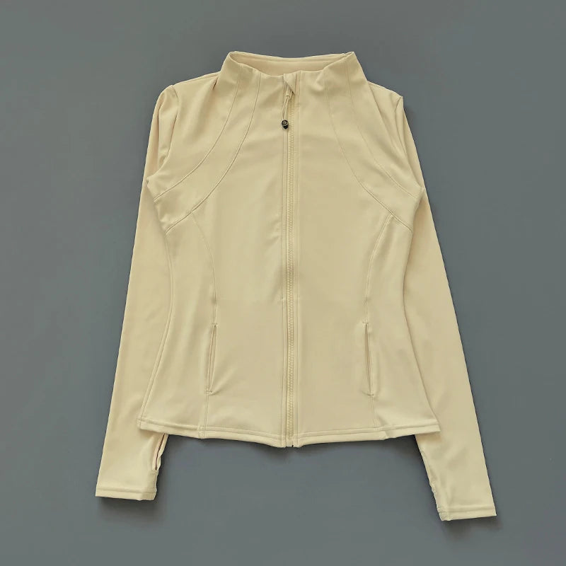 Women’s Full-Zip Yoga Jacket — Spandex Long-Sleeve Top with Thumb Holes