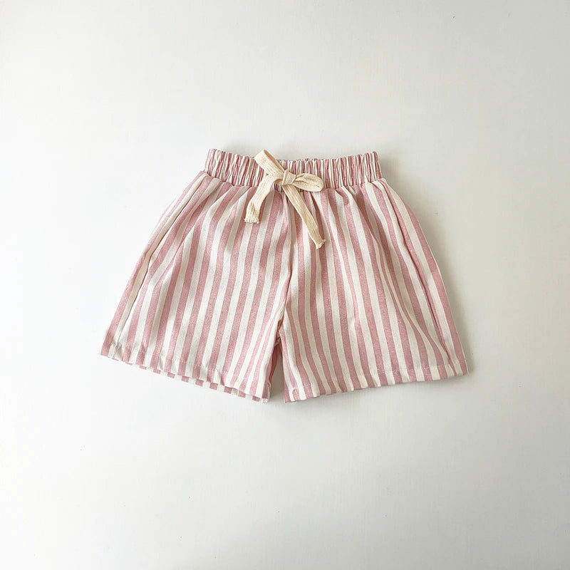 Toddler Linen Cotton Shorts - Breathable Summer Stripe Shorts for Kids — view 12 of toddler apparel