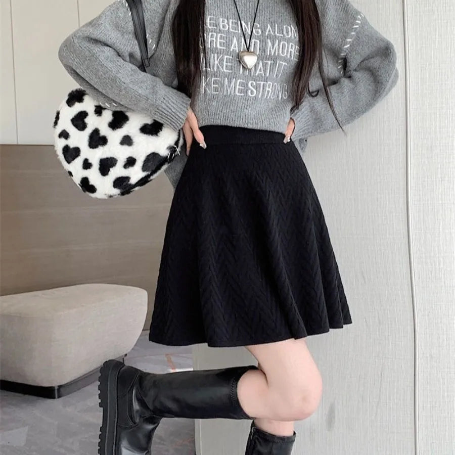 Korean Soft-Girl Knit Skirt — Pear-Shape Flattering Midi — styled look