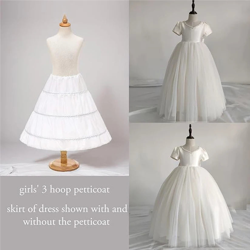 Girls 3-Hoop Petticoat - Flower Girl Crinoline Full Slip Skirt — view 3 of petticoats