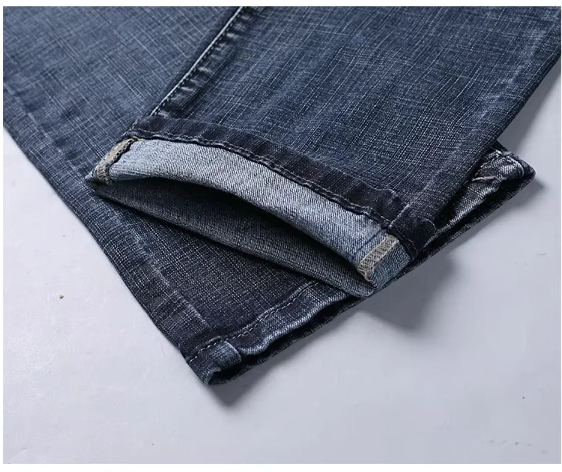 Wthinlee Men's Business Jeans — Stretch Straight Fit Classic Denim Trousers — view 3 of men's clothing
