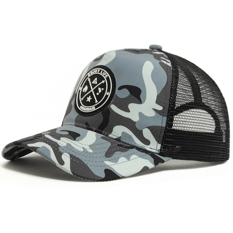 Summer Mesh Baseball Cap ENJOY LIFE — Breathable Snapback Trucker Hip-Hop Patch Hat Unisex — view 17 of hats & caps