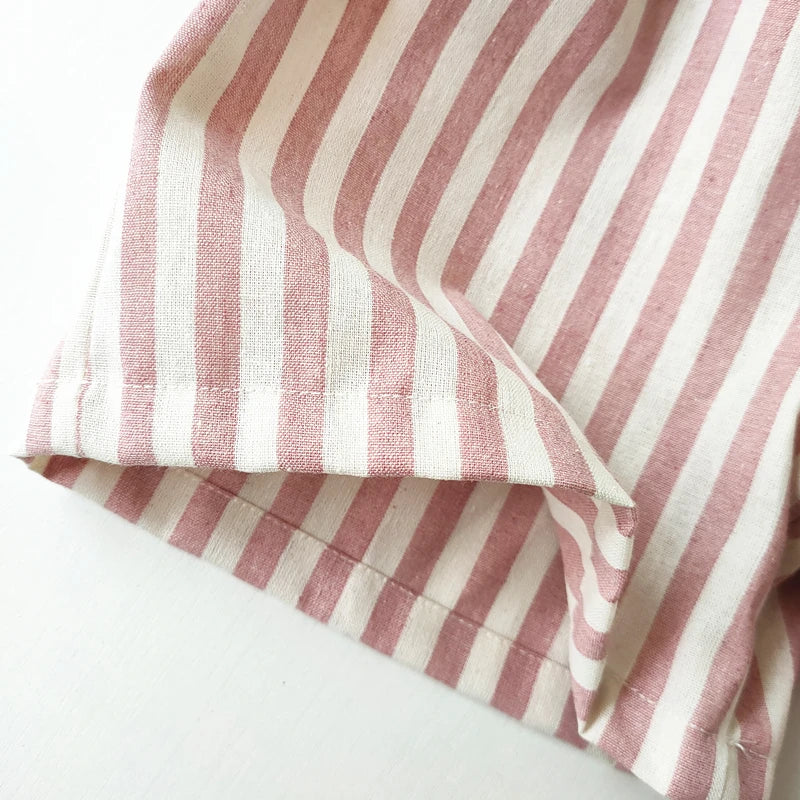 Toddler Linen Cotton Shorts - Breathable Summer Stripe Shorts for Kids — view 6 of toddler apparel