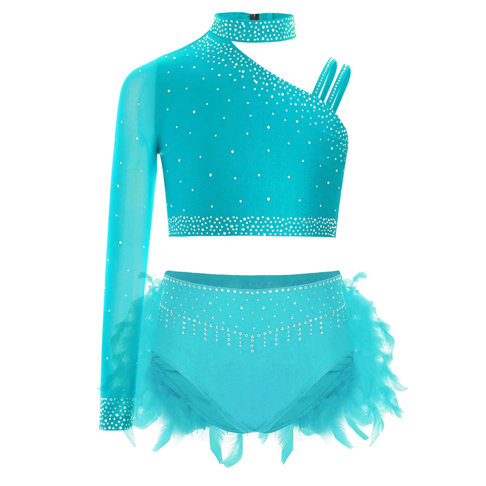 Kids Girls Ballet Dance Set - Rhinestone Top & Skirt Performance Costume — view 8 of dance costumes