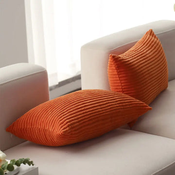 Orange Corduroy Lumbar Cushion Cover &mdash; 30&times;50 cm Ultra-Soft Throw Pillow Case — view 1 of cushion covers & pillow cases