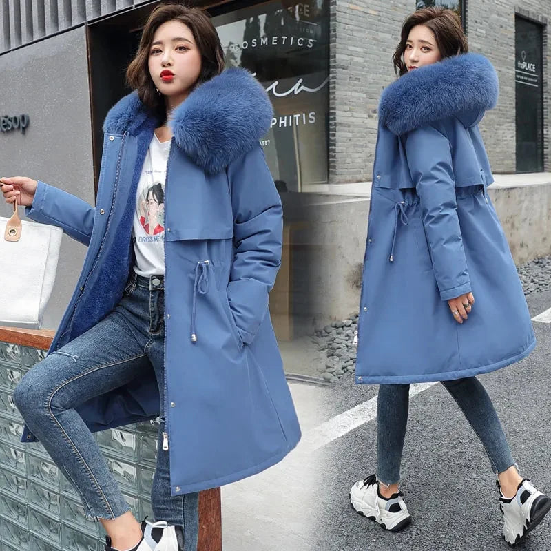 Winter Women Jacket Parka Clothes Fur Collar Warm Loose