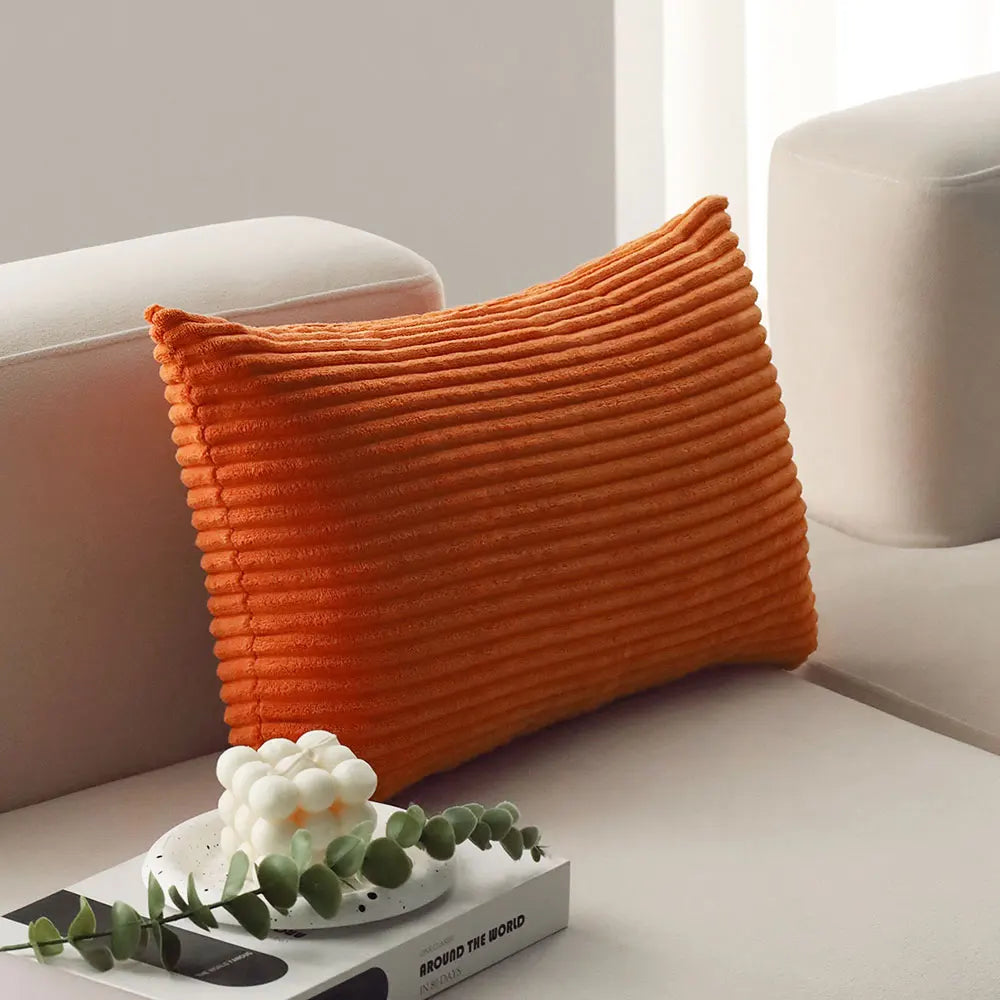 Orange Corduroy Lumbar Cushion Cover &mdash; 30&times;50 cm Ultra-Soft Throw Pillow Case — view 3 of cushion covers & pillow cases