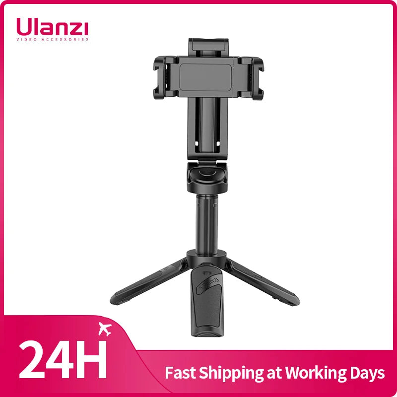 Ulanzi JJ02 Tripod with Remote Folded Wireless Selfie Stick for Smartphone iPhone Android with Phone Clip Cold Shoe