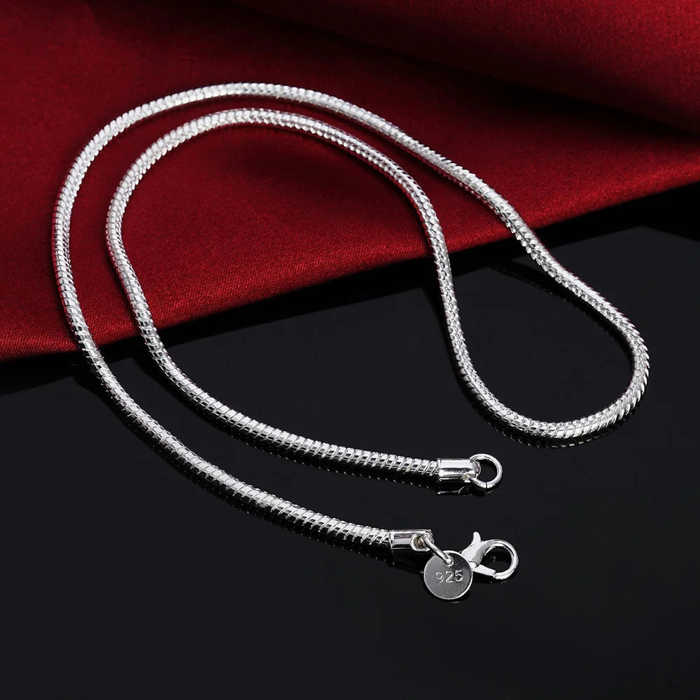 Unisex 925 Sterling Silver Snake Chain Necklace — 1-3mm Solid Fashion Jewelry
