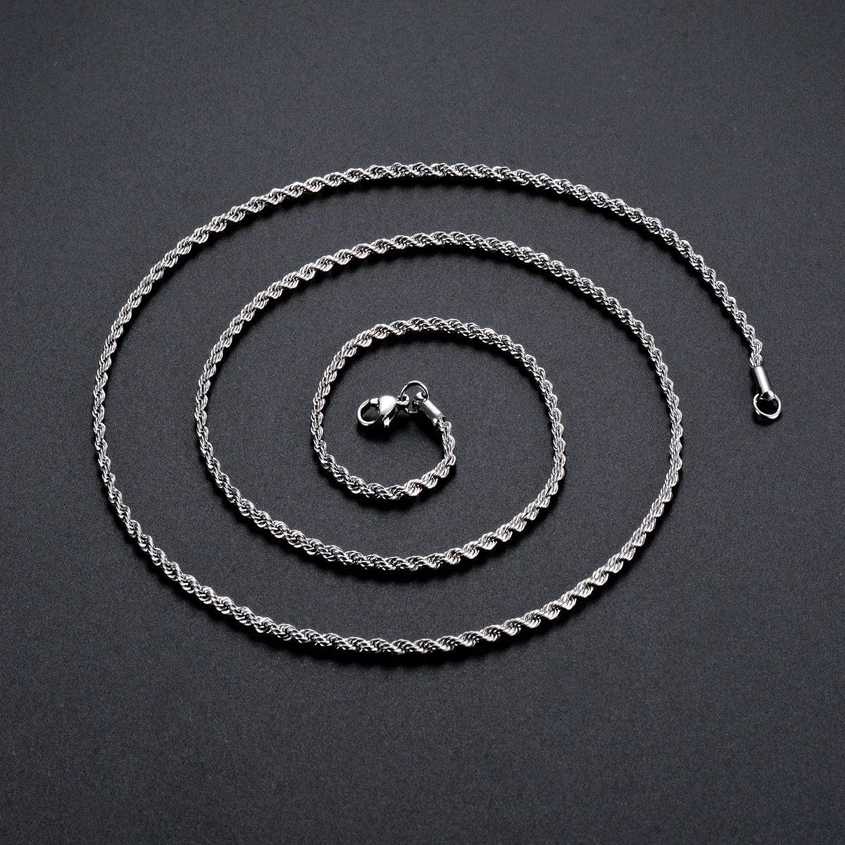 Unisex 925 Sterling Silver Rope Chain Necklace & Bracelet — 2-4mm Fashion Jewelry — view 4 of jewelry