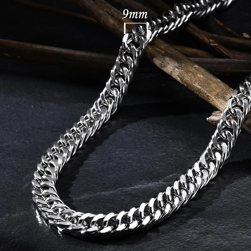 Cuban Link Chain Necklace 3mm 5mm 7mm 9mm Stainless Steel Hip-Hop Chain for Men Women Unisex — view 10 of necklaces