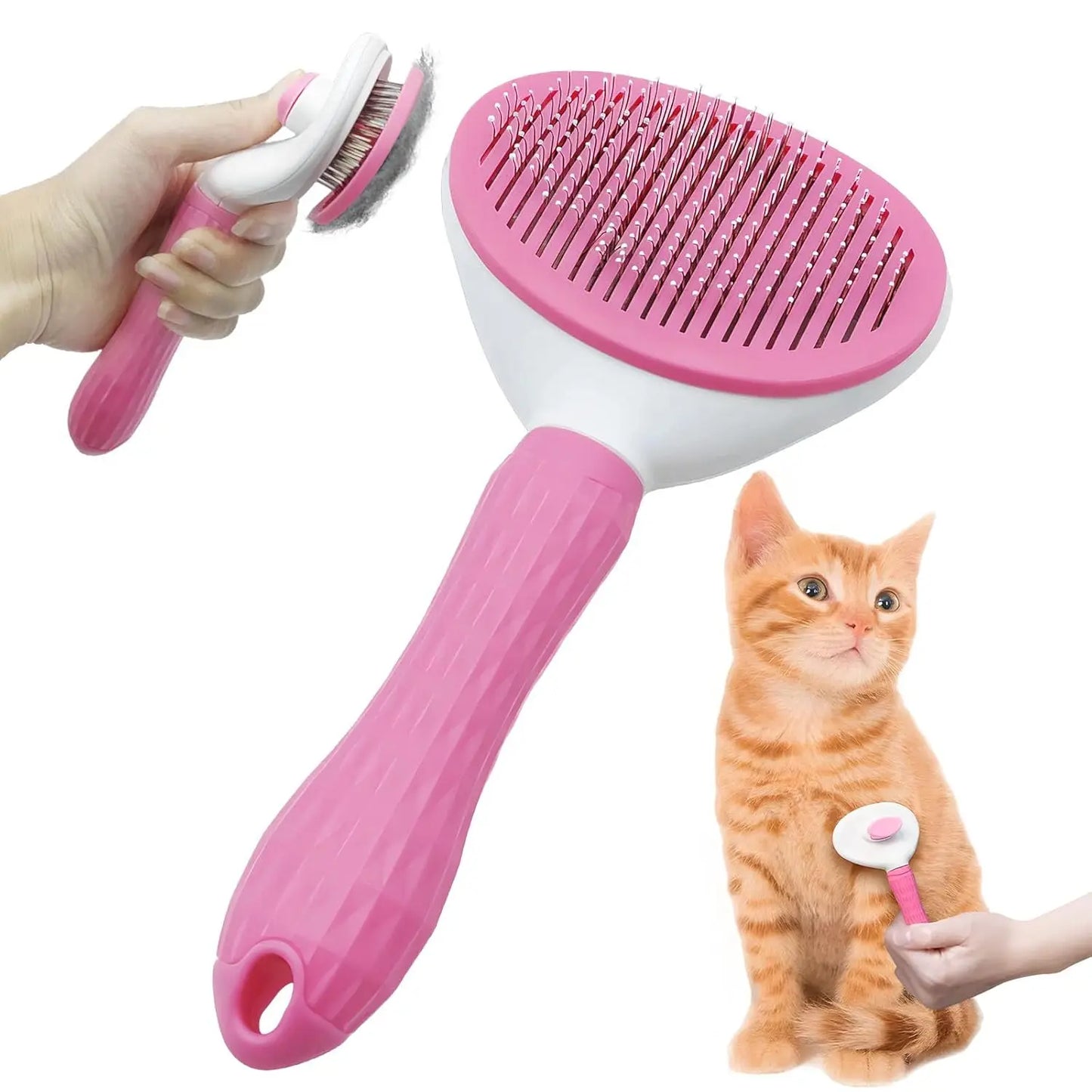 Non-Slip Pet Grooming Brush, Massage & Deshedding Tool — product photo 2
