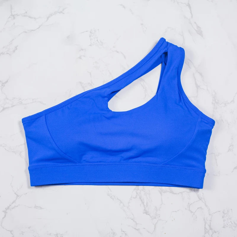 Women’s One-Shoulder Yoga Sports Bra — Fitness Gym Running Workout Top Vest — view 8 of sports bras