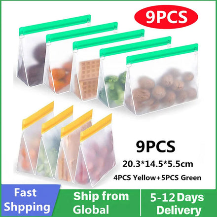 Storage Organizer Silicone Food Bag Set — Reusable Stand-Up Freezer Bags BPA-Free Leakproof — view 1 of storage & organisation