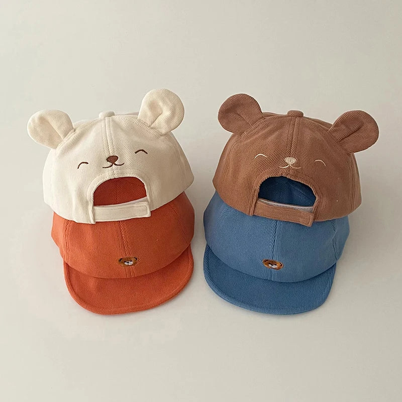 Cartoon Bear Baby Baseball Cap - Kawaii Ear-Detail Sun Hat for Infants — view 1 of baby hats