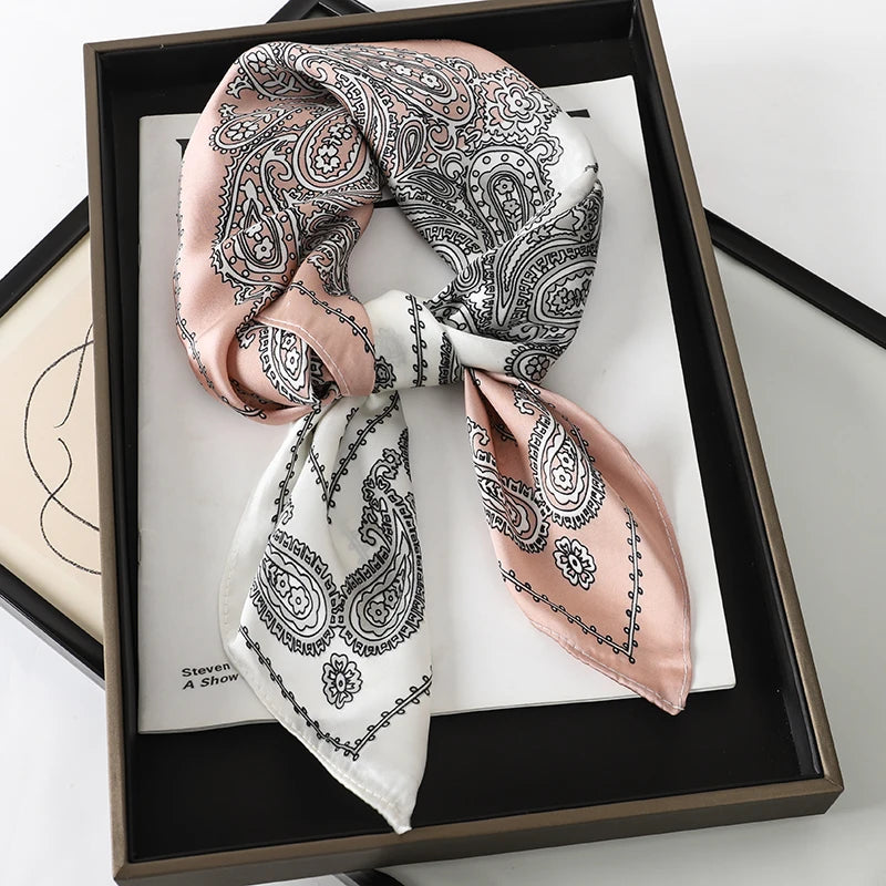 Luxury 70cm Silk Square Scarf Women Satin Bandana Print Scarves Head Band Fashion Lady Hair Shawl Wrap Female Neckerchief Hijab — view 11 of product