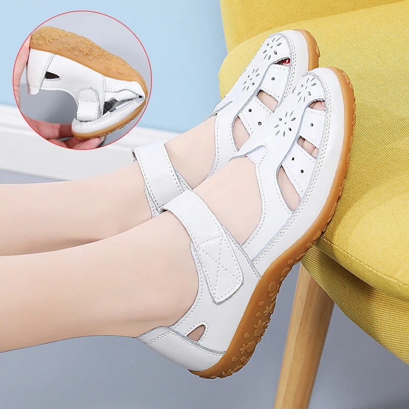 Sandals & Slides — Roman Leather Breathable Slide Sandals, Casual Summer Footwear — view 2 of sandals & slides