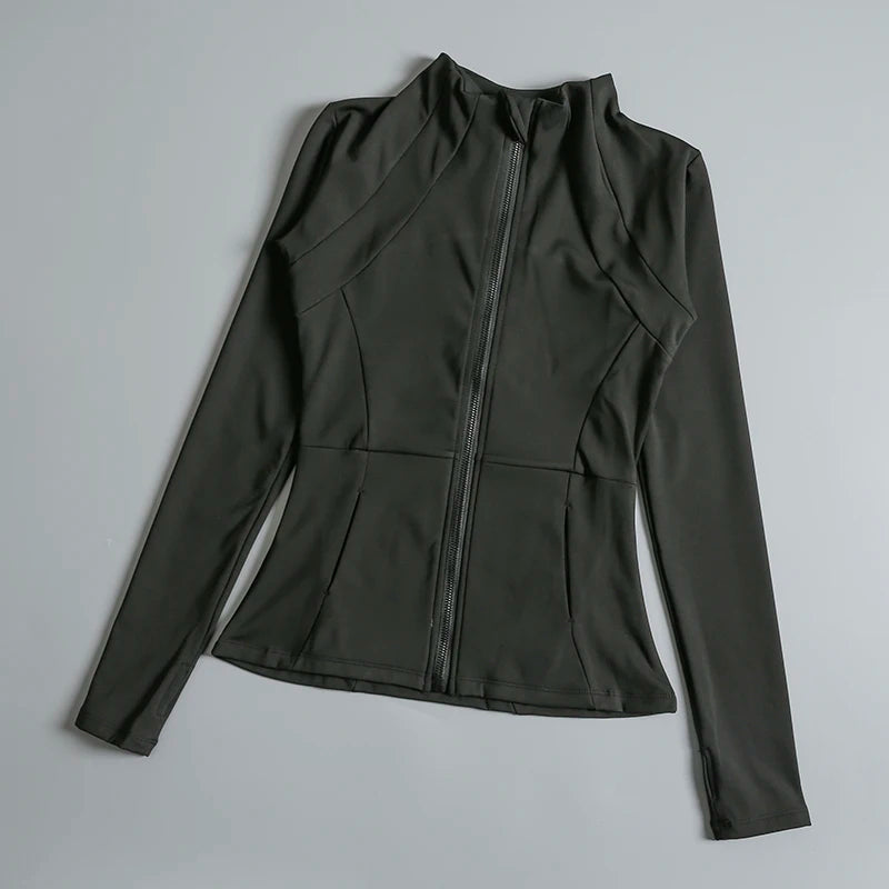 Women’s High-Elastic Yoga Coat — Round-Neck Loose Long-Sleeve Fitness Top — view 2 of sports & fitness