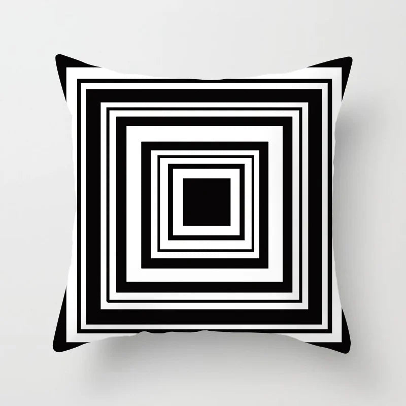 Black &amp; White Geometric Pillowcase &mdash; 45&times;45 cm Modern Sofa &amp; Office Cushion Cover — view 16 of cushion covers & pillow cases