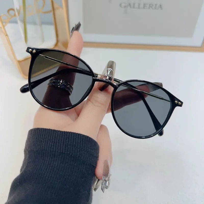 Round Vintage Sunglasses Retro Luxury — Boho Summer Women Designer Brand Oval UV Shades — view 2 of sunglasses