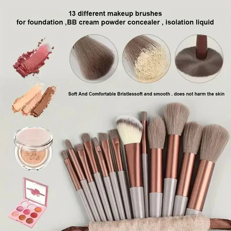 Professional soft fluffy makeup brush set for foundation powder and blush — view 3
