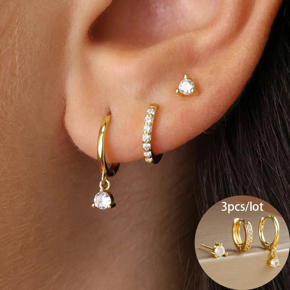 Women's 3pc Star Drop Earrings Set — 18K Gold Plated Round Dangle Jewelry — view 12 of jewelry