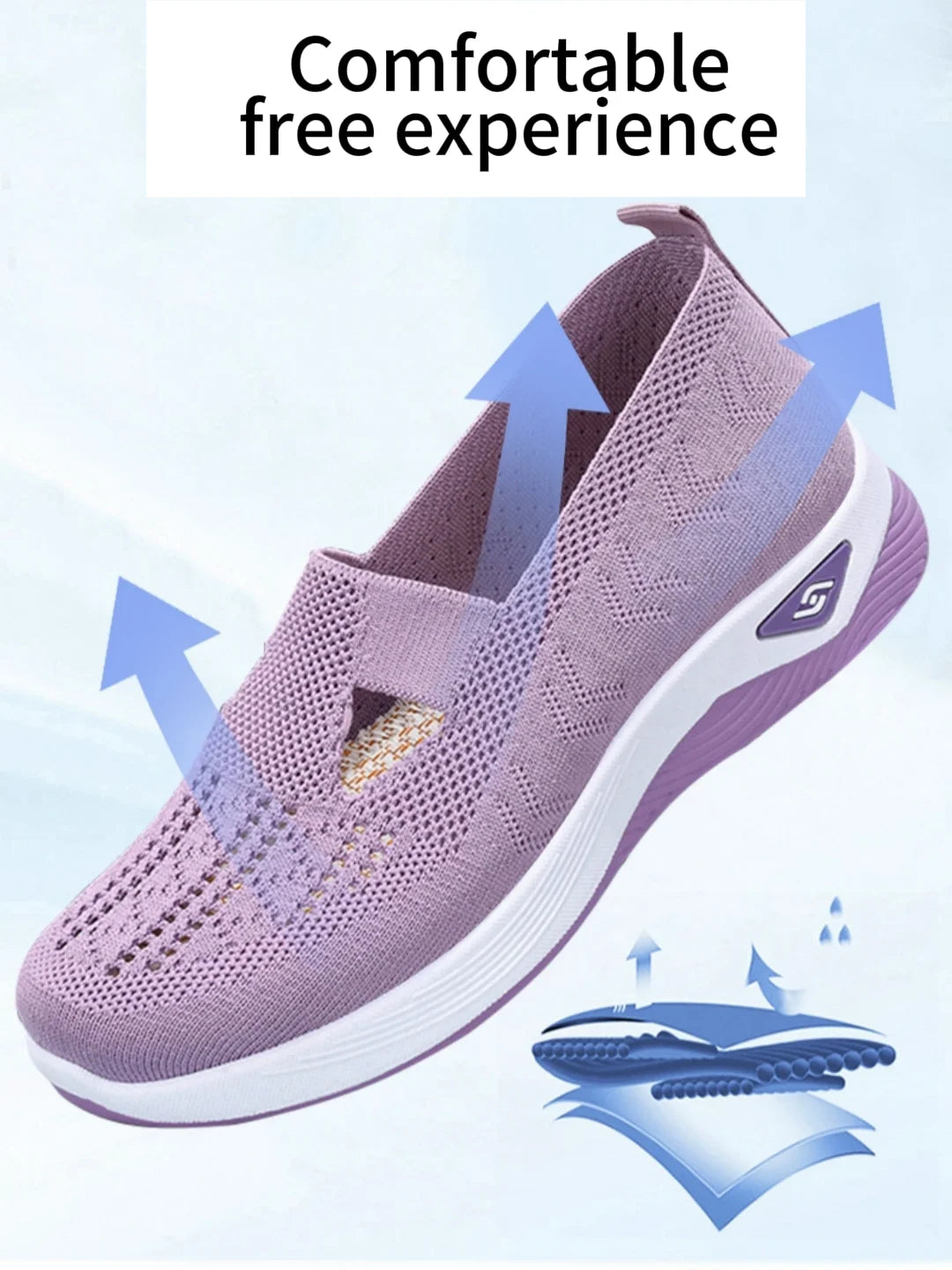 Women's breathable knit lightweight summer walking sneakers — view 2
